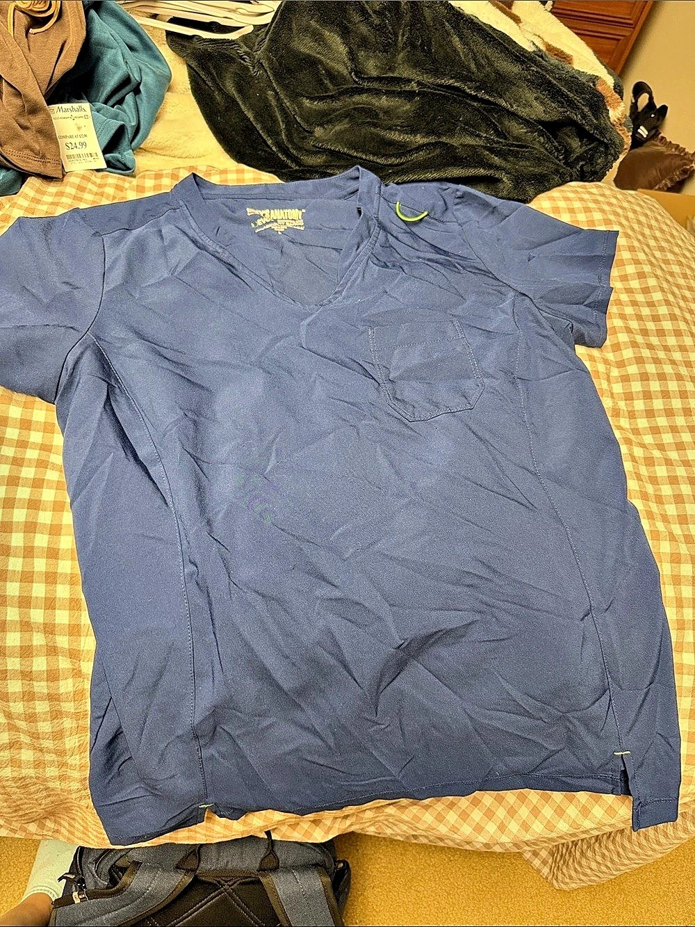 Greys Anatomy Yola V-Neck Top V-Neck Scrub Top in Blue Like New